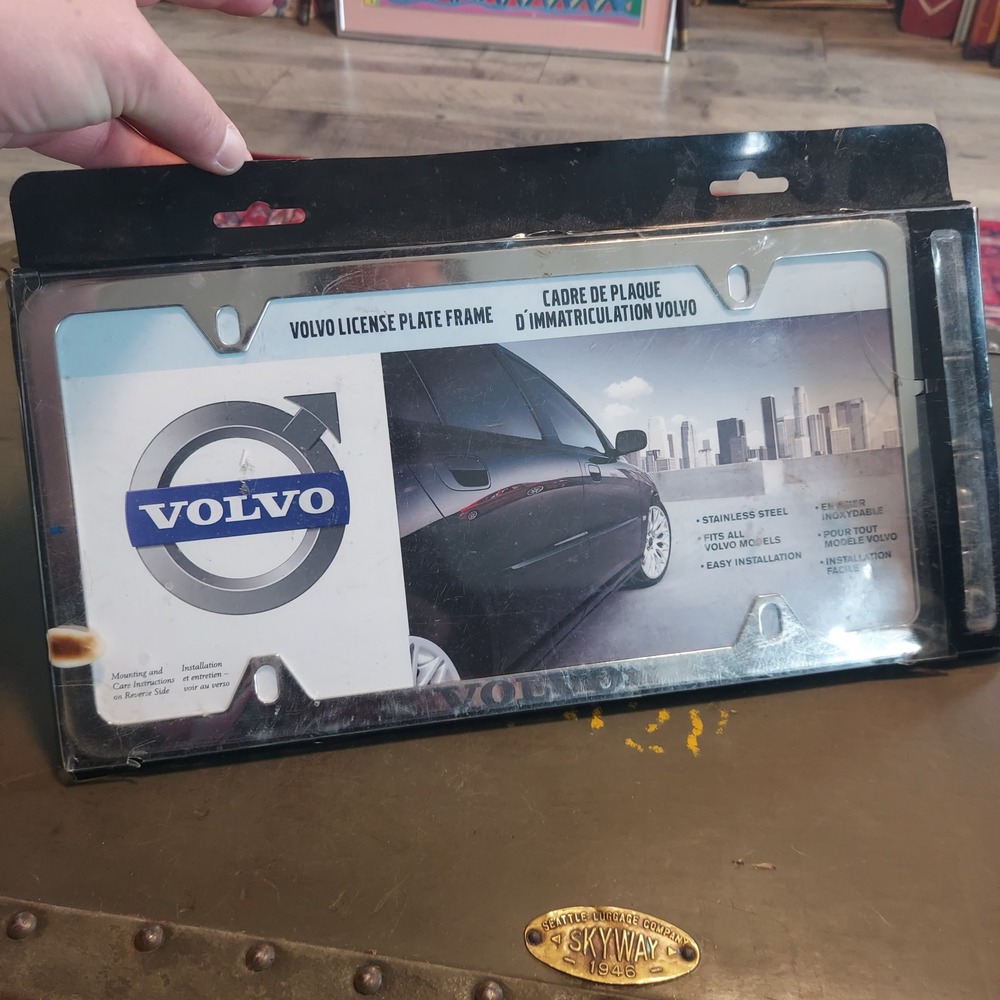 Volvo License Plate Frame Polished Slimline Stainless Steel Laser Logo 8640262